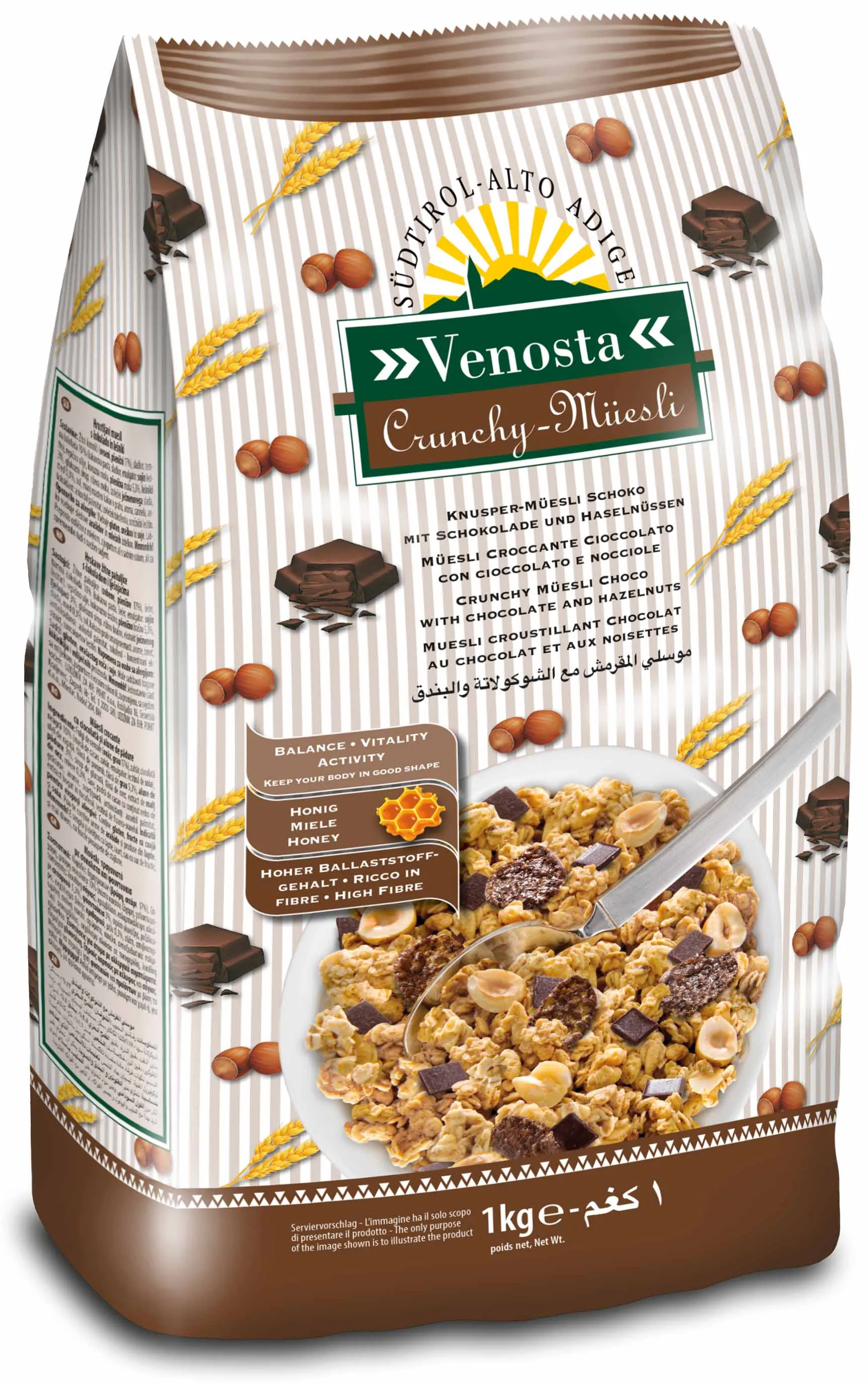 Müesli croccante con cioccolato e nocciole Venosta 1kg