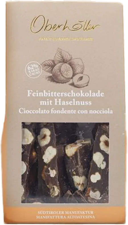 Cioccolato spezzato fresco con nocciole fondente Oberhöller