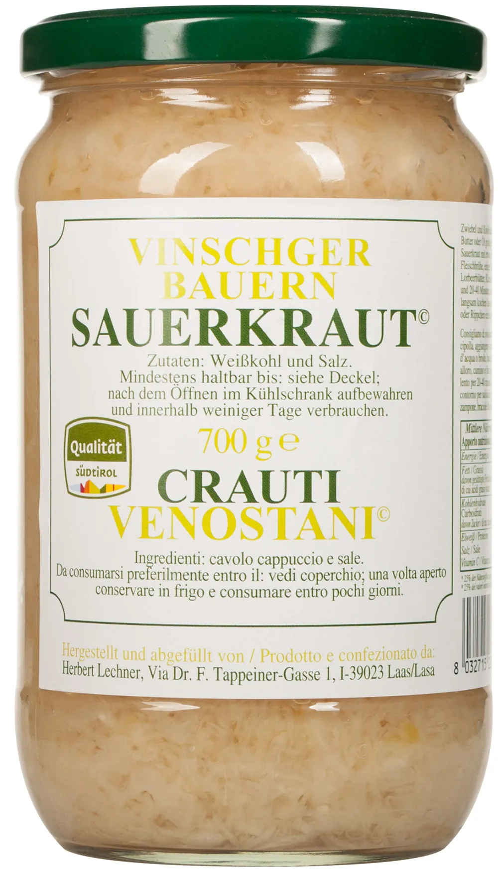 Vinschger Sauerkraut gekocht und gewürzt 