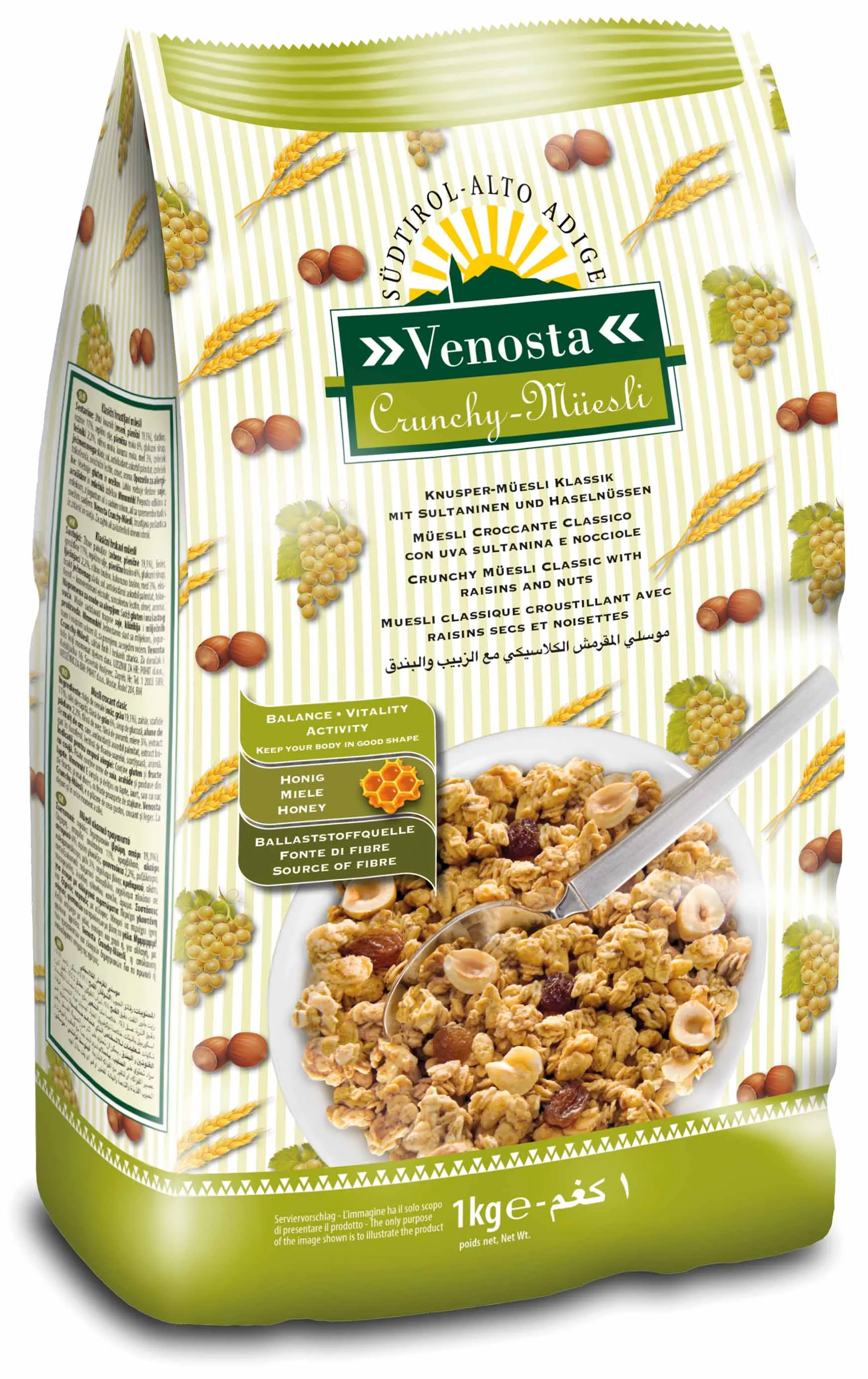 Knusper Müsli mit Sultaninen und Haselnüssen Venosta 1kg