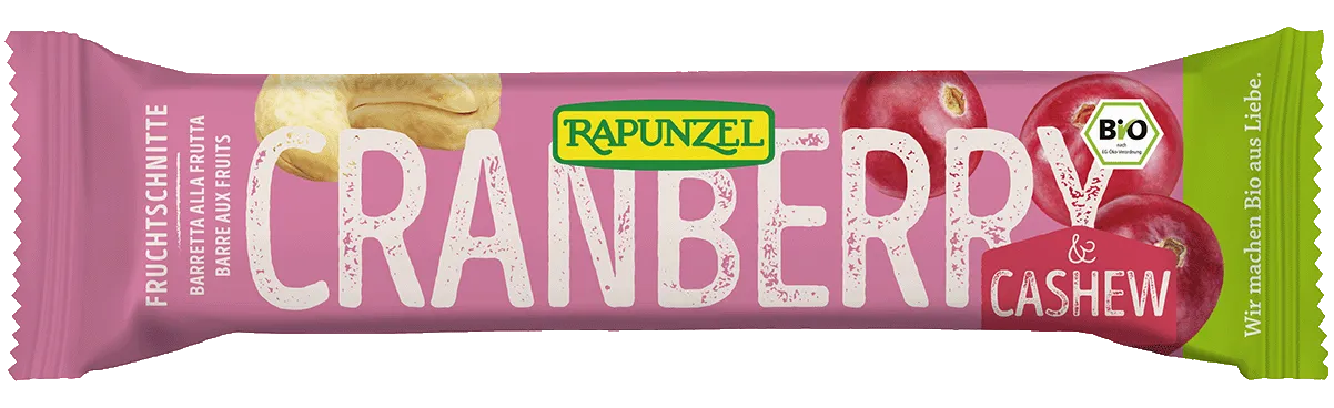 Fruchtschnitte Cranberry Cashew 40g Rapunzel BIO